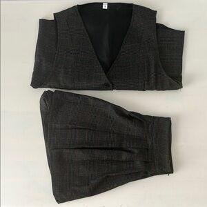 Plaid Vest and Skort Set
